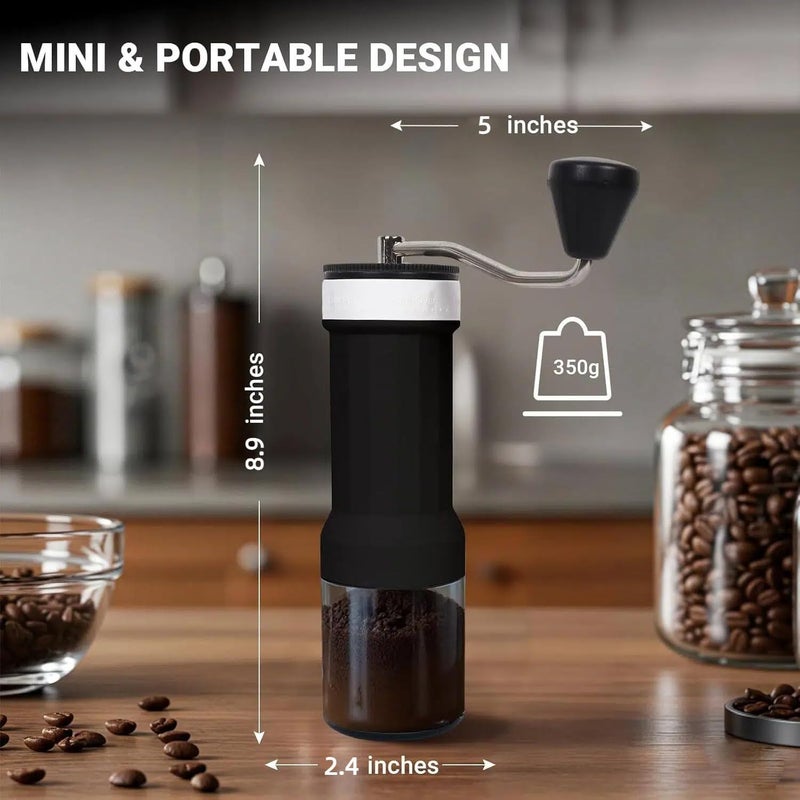 EZVING Mini Manual Coffee Grinder – 40 Adjustable Settings, Portable Hand Crank Mill with 30g Capacity, Conical Burr for Espresso, Pour Over, French Press | Perfect for Travel, Camping & Office - Image 4